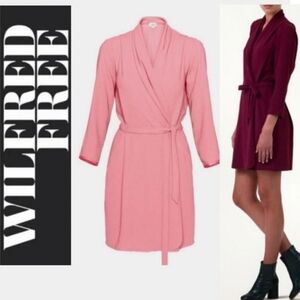 🎉 3/$60 Aritzia Wilfred Pink Longsleeve Wrap Dress Size 2